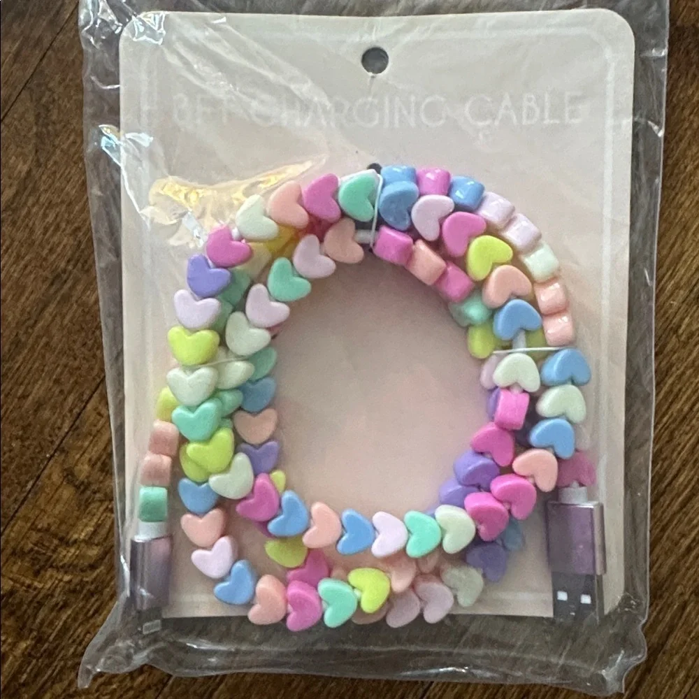 Francesca’s Colorful Heart Bead iPhone Charging Cable 3.3’ - BRAND NEW